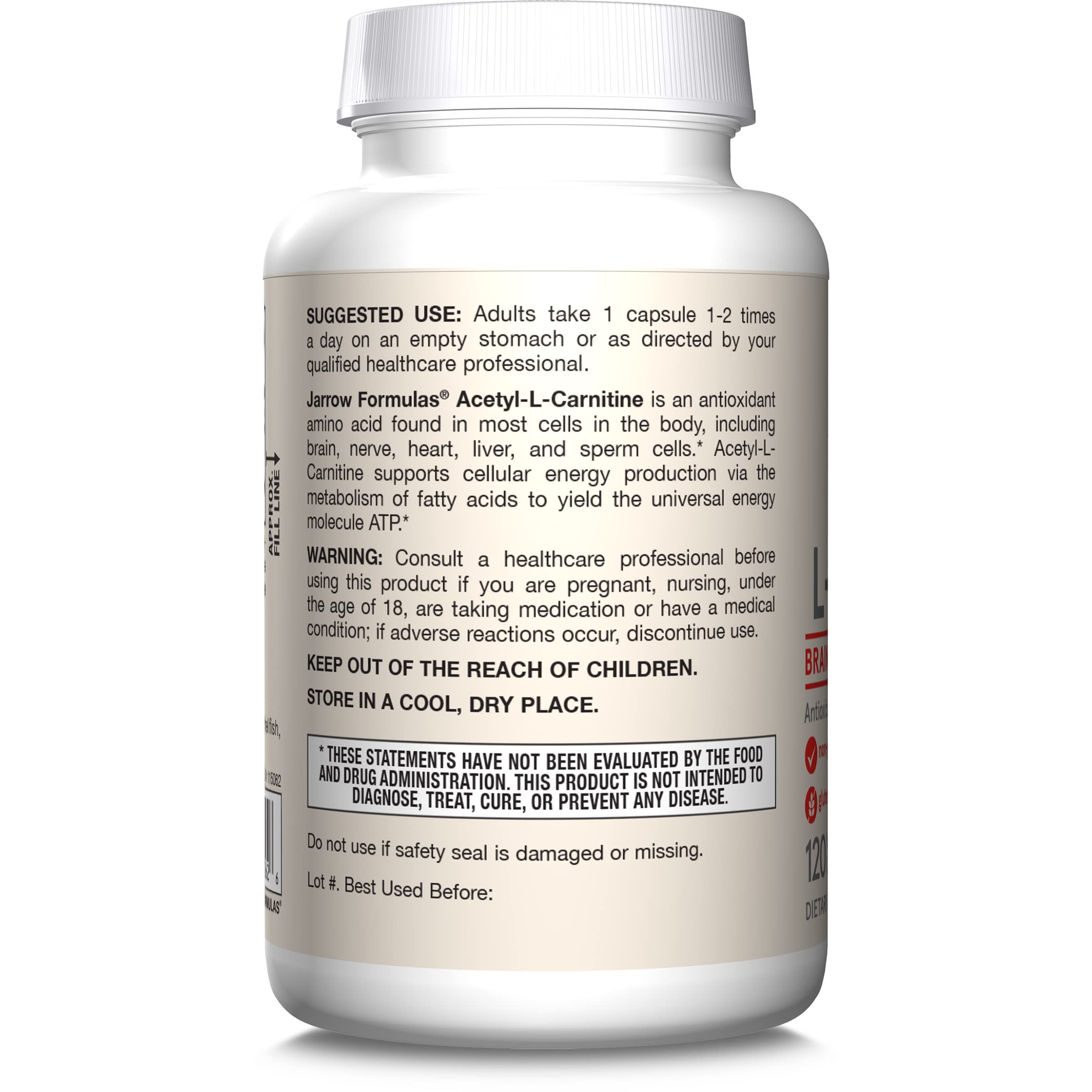 Jarrow Formulas Acetyl L-Carnitine antioxidant support for mental performance.