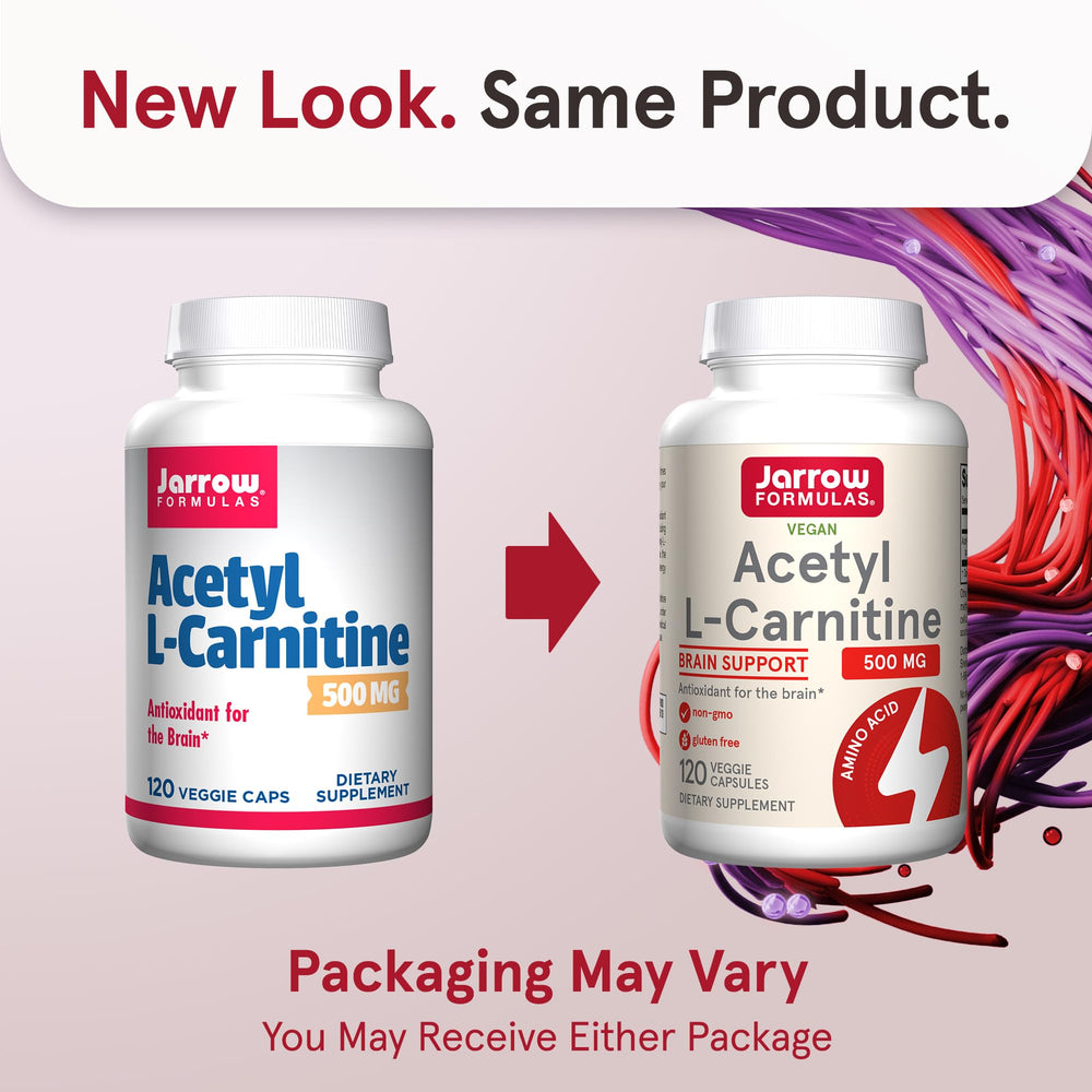 Jarrow Formulas Acetyl L-Carnitine bottle label—antioxidant brain support.