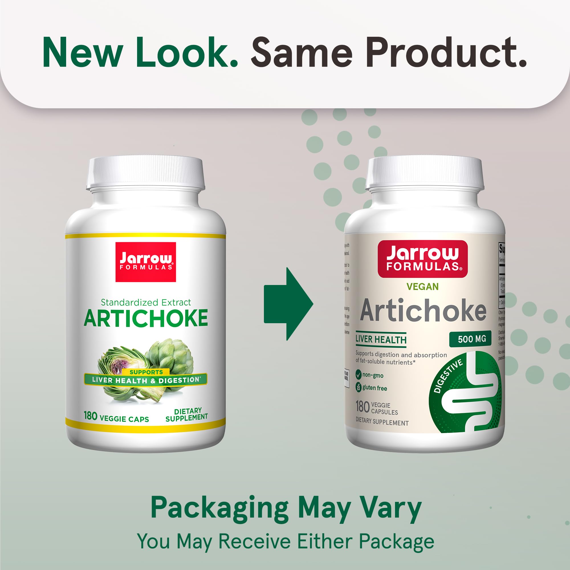 Close-up of the standardized artichoke extract label from Jarrow Formulas.