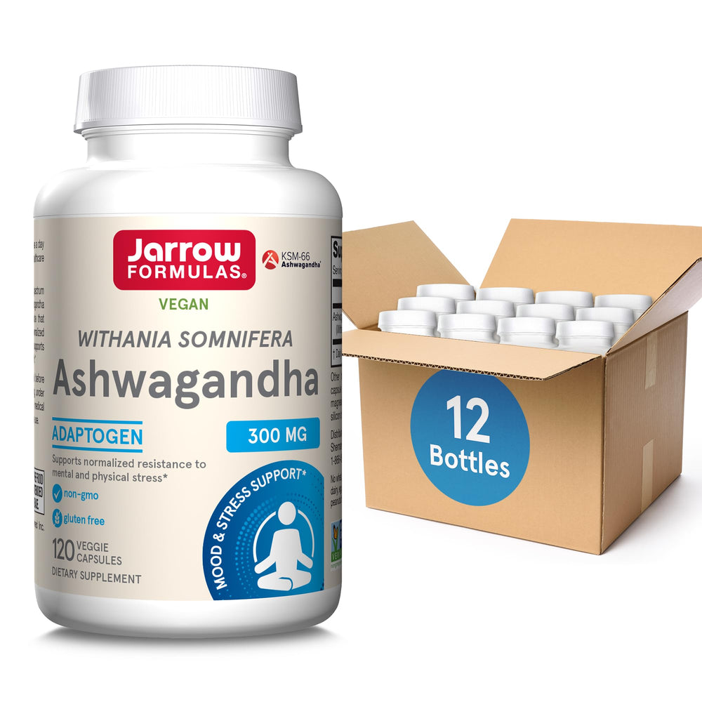 Jarrow Formulas Ashwagandha 300 mg bottle-front supports daily energy and resilience.