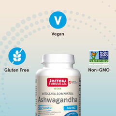 Jarrow Formulas Ashwagandha 300 mg bottle-open invites easy daily supplementation.