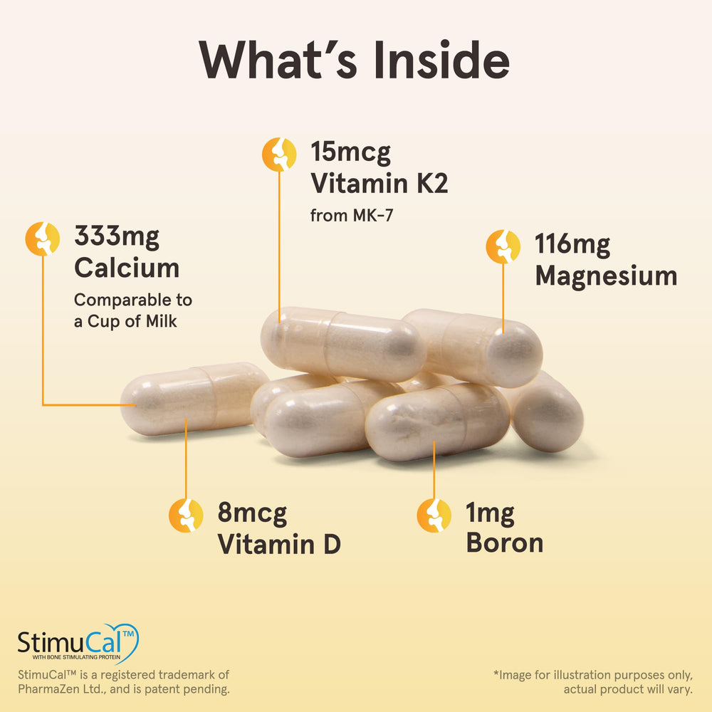 Close-up of BoneUp capsules highlighting dosage and form