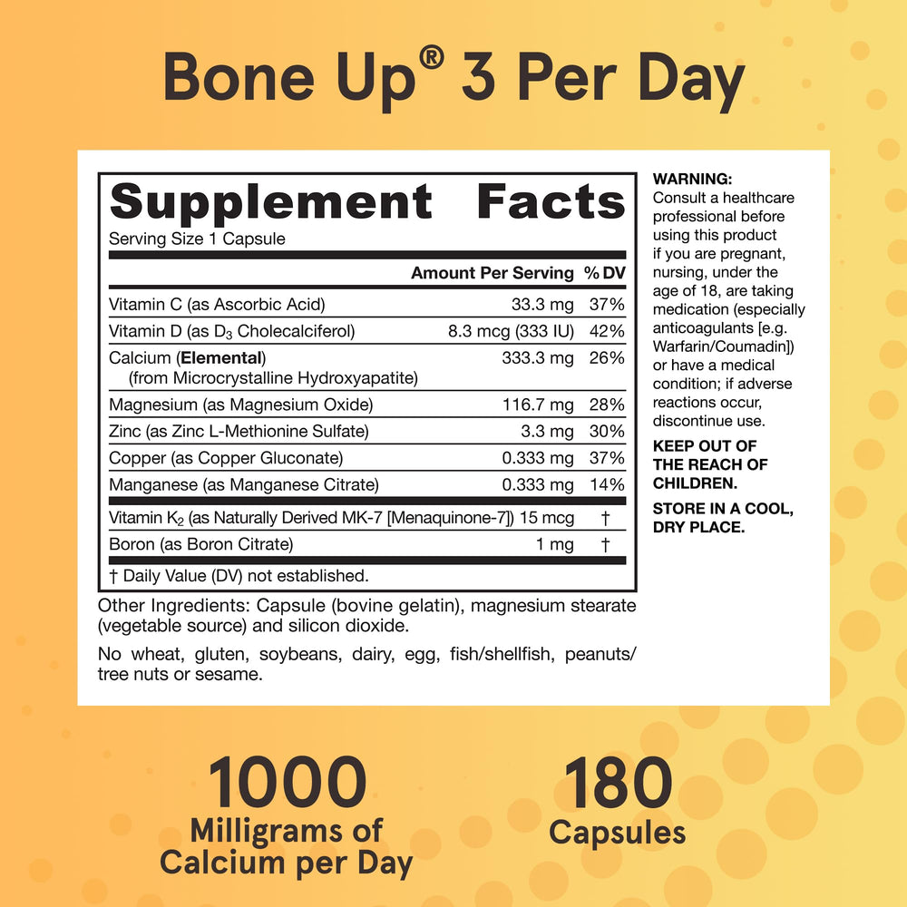Label highlights vitamin D3 and K2 on BoneUp