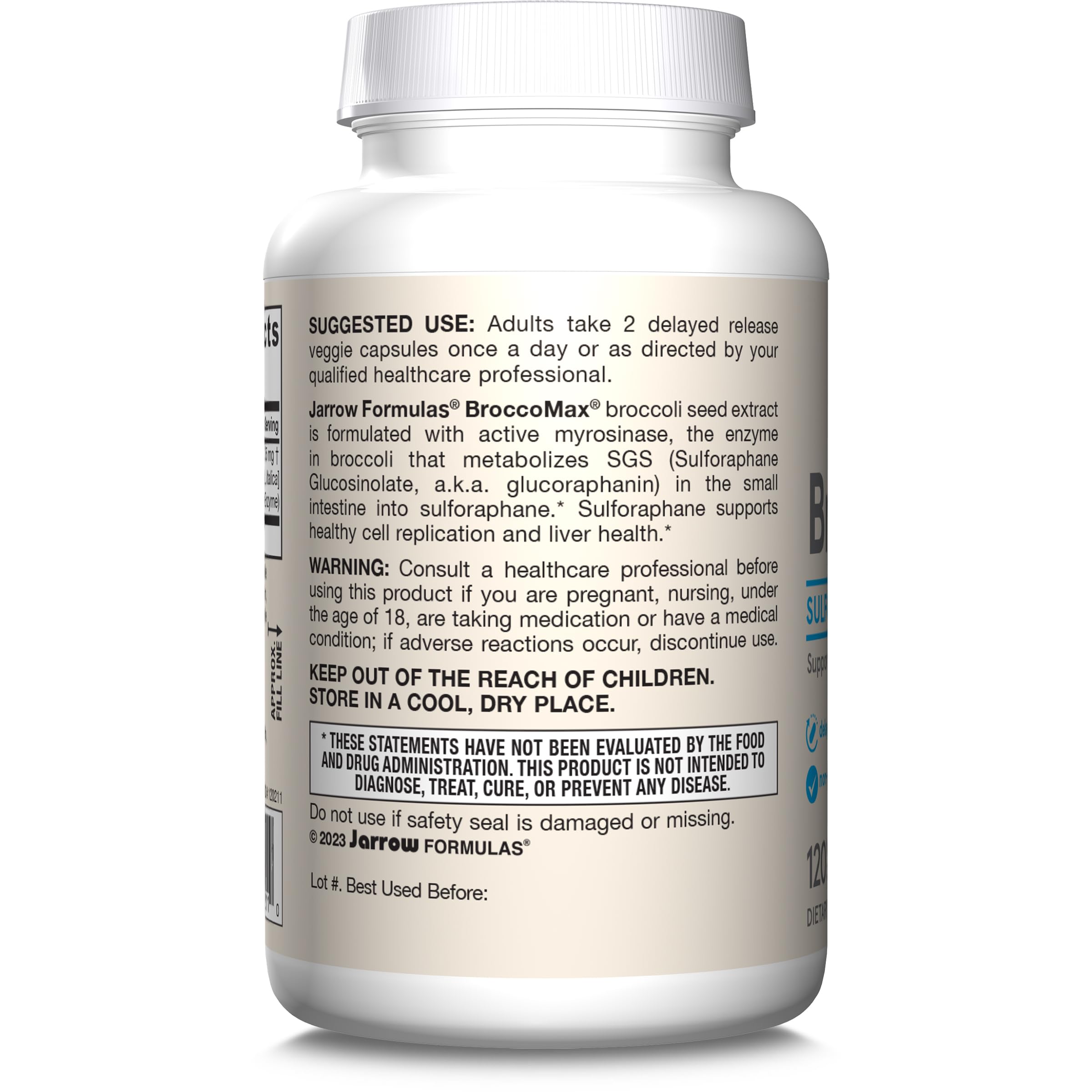 Glass of water beside BroccoMax capsules for daily liver support