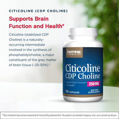 Close-up of Jarrow Citicoline capsules showing 250 mg dose.