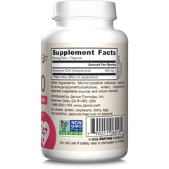Jarrow Formulas Co-Q10 ingredients panel closeup highlighting 200 mg per capsule.