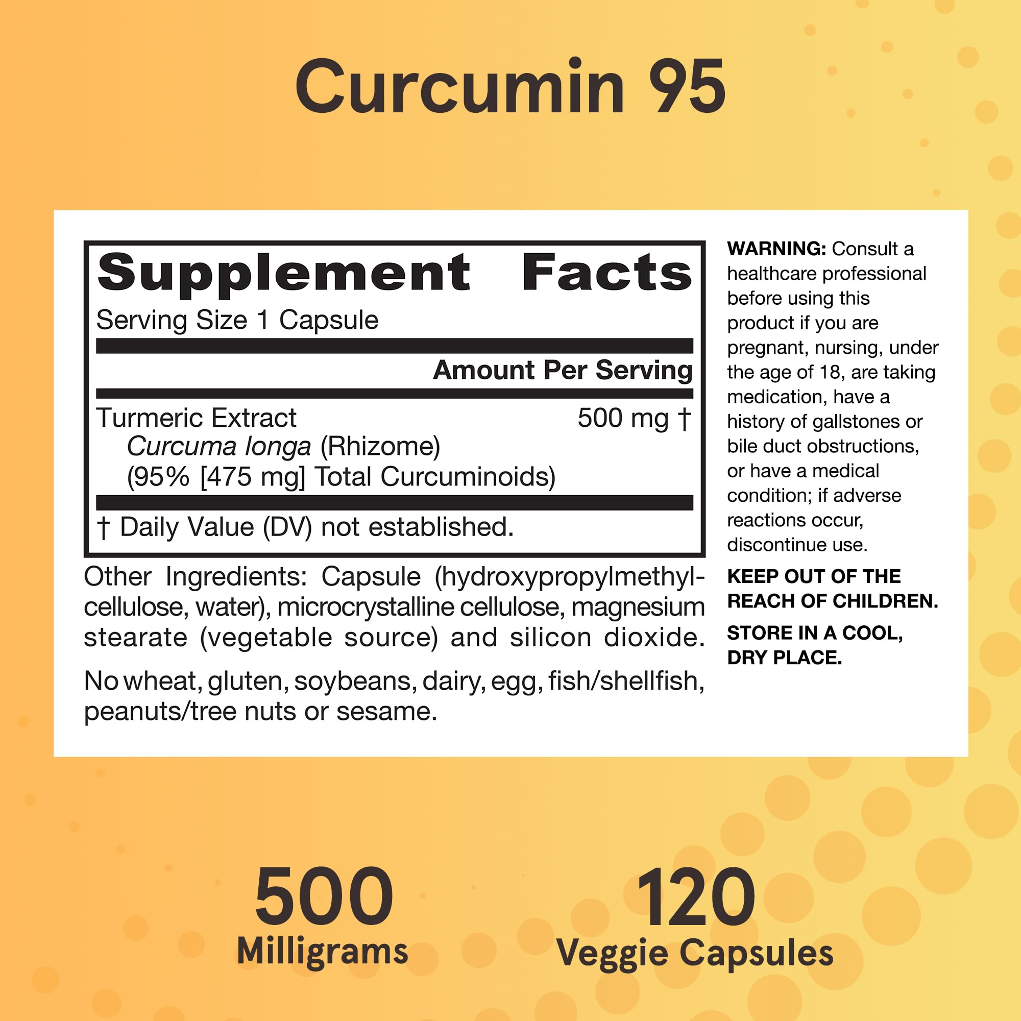 Vegan veggie capsules from Jarrow Formulas Curcumin 95 for daily intake