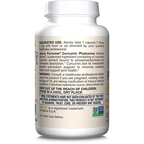 Jarrow Formulas Curcumin Phytosome packaging notes vegetarian options and allergen details.