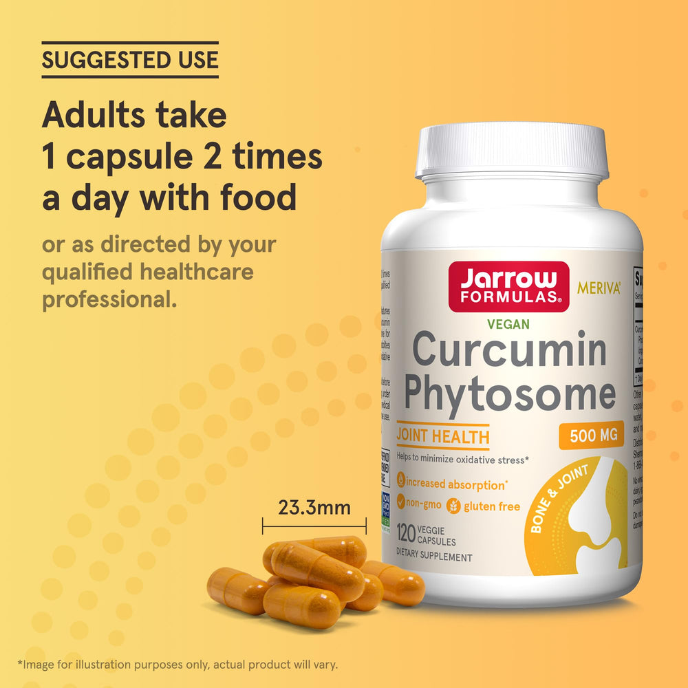 Jarrow Formulas Curcumin Phytosome veggie capsules signaling vegan-friendly format.