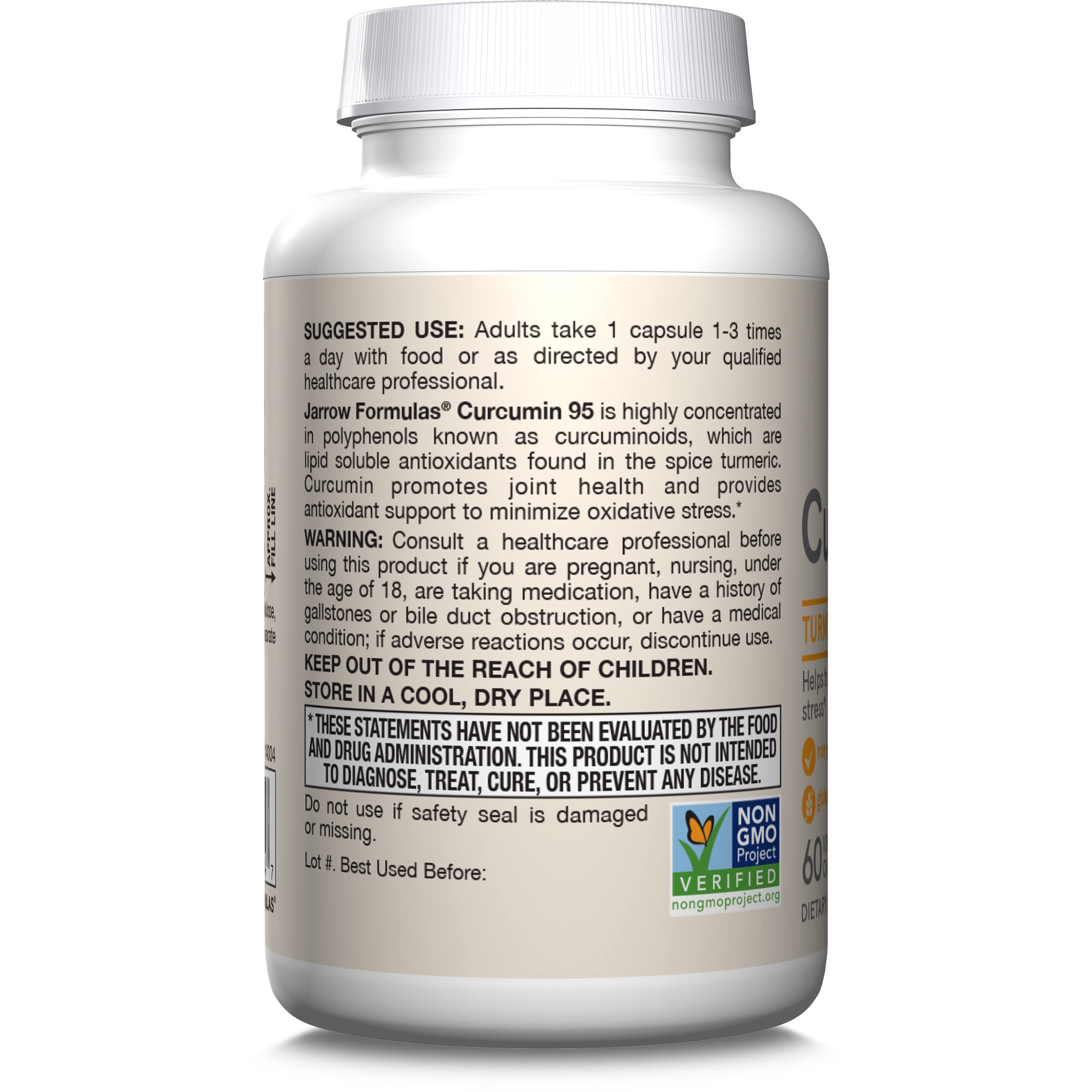 Jarrow Formulas Curcumin 95 high-curcuminoid content supports daily wellness.