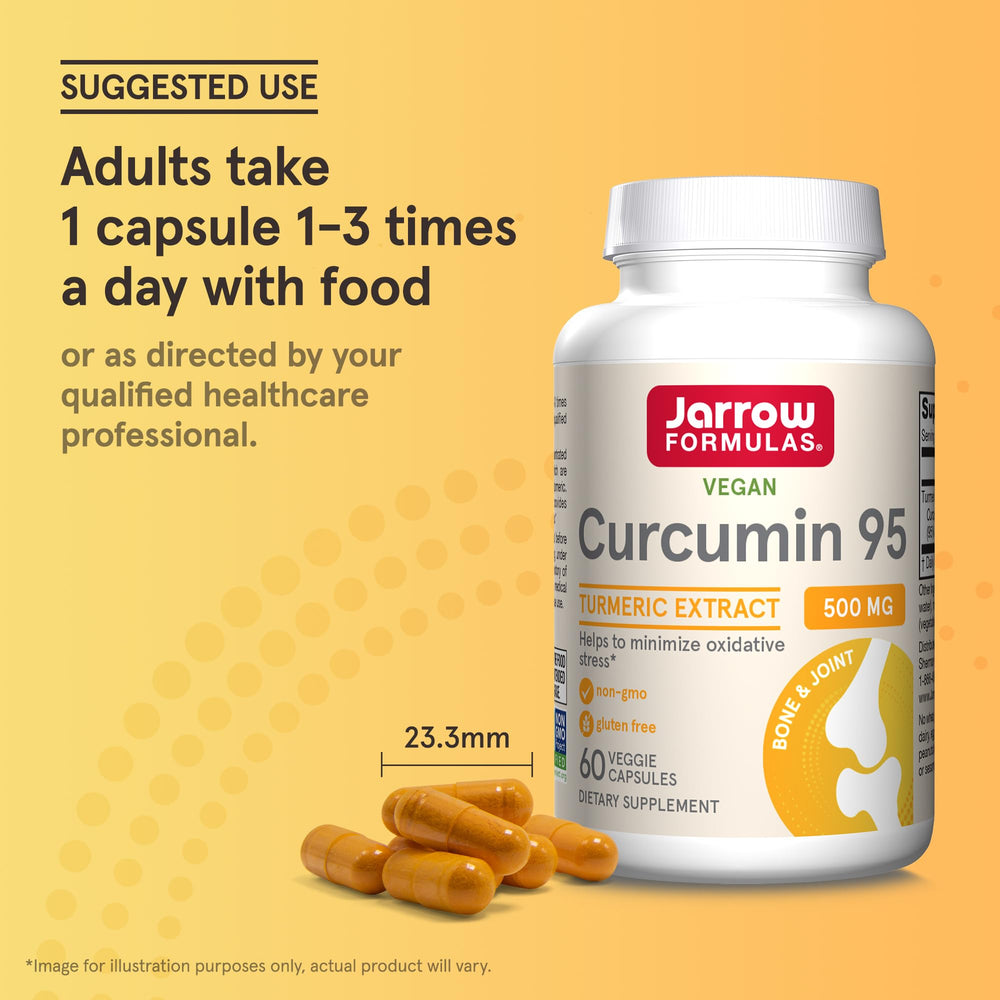 Jarrow Formulas Curcumin 95 non-GMO formulation for dietary flexibility.