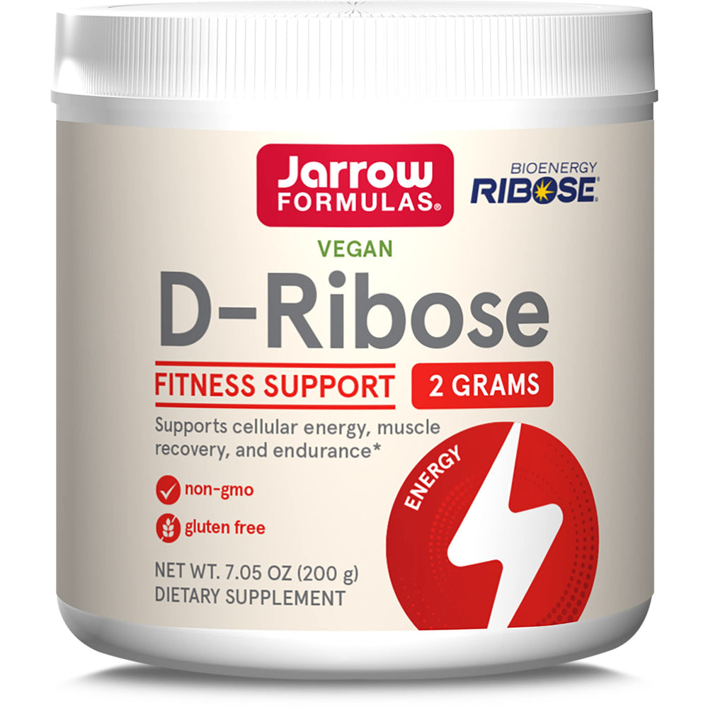 Jarrow Formulas D-Ribose powder tub for energy and recovery.