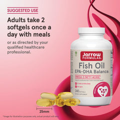 Molecular distillation badge on Jarrow Formulas EPA-DHA Balance packaging.