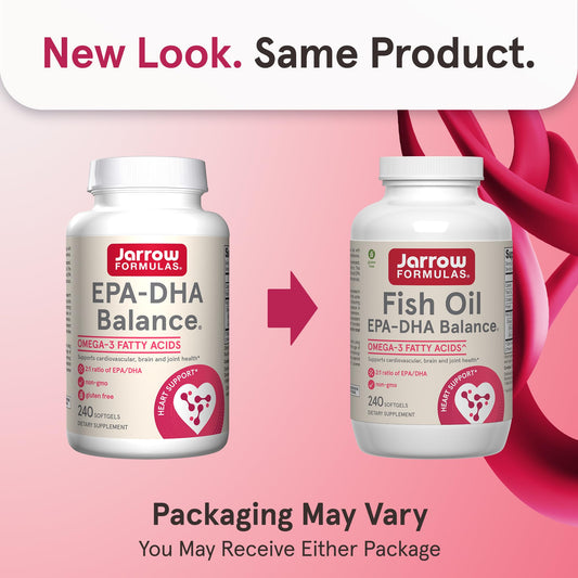 Jarrow Formulas EPA-DHA Balance softgels ready for daily omega-3 intake.
