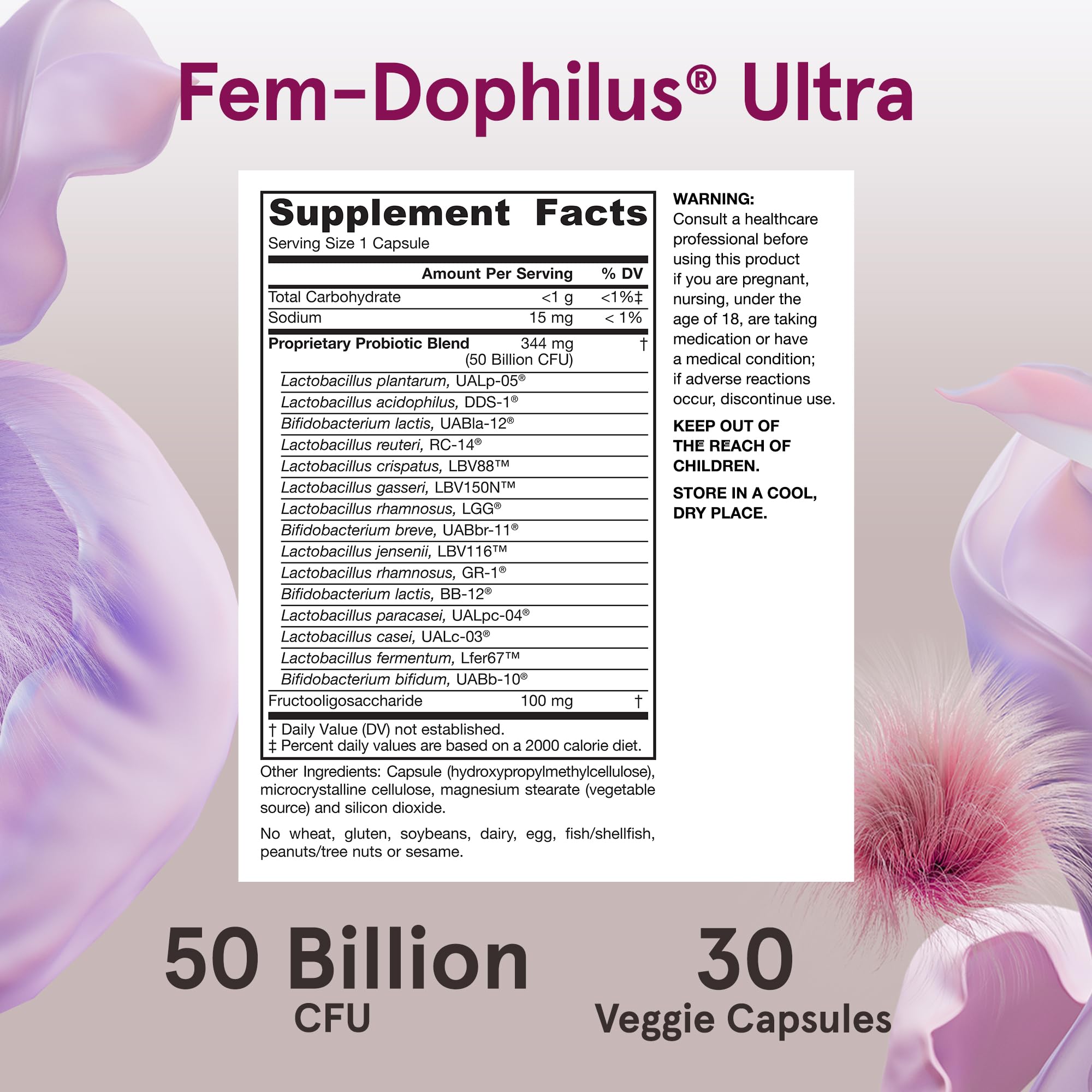 Fem-Dophilus capsules inside view showing soft gel texture for daily use