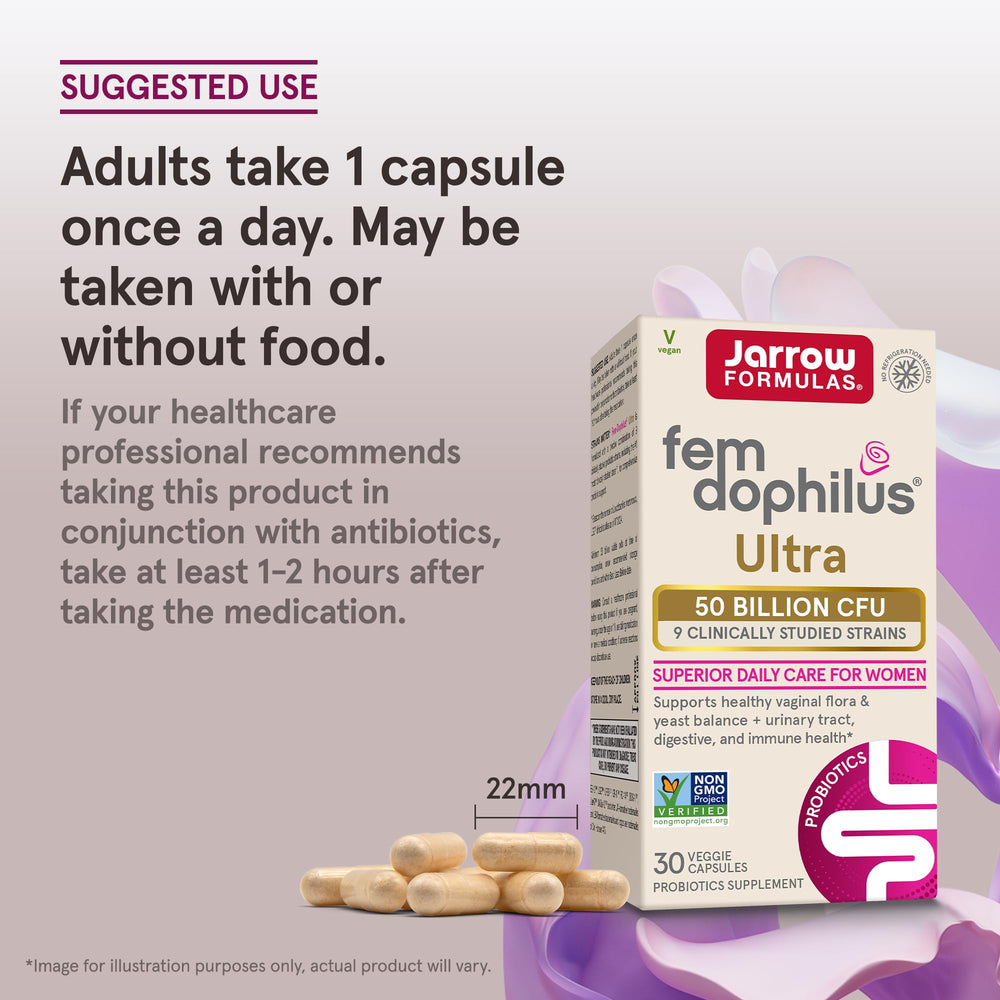 Jarrow Formulas Fem-Dophilus ingredients panel with strain names