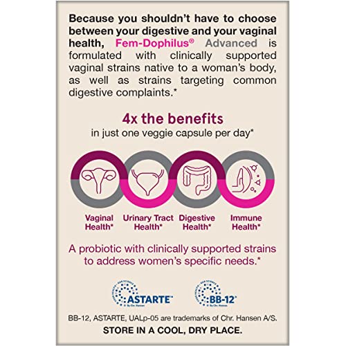 Jarrow Formulas Fem-Dophilus packaging with six-strain graphic.