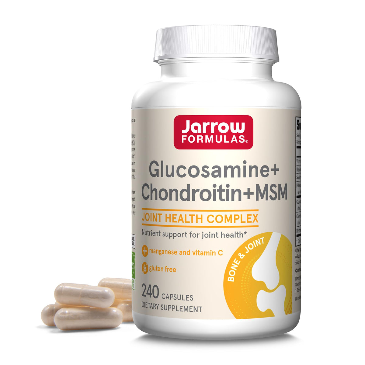 Jarrow Formulas glucosamine-chondroitin-msm capsules bottle promotes joint support