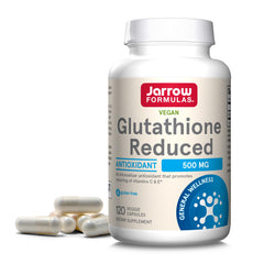 Jarrow Formulas Glutathione Reduced 500 mg bottle for daily antioxidant support
