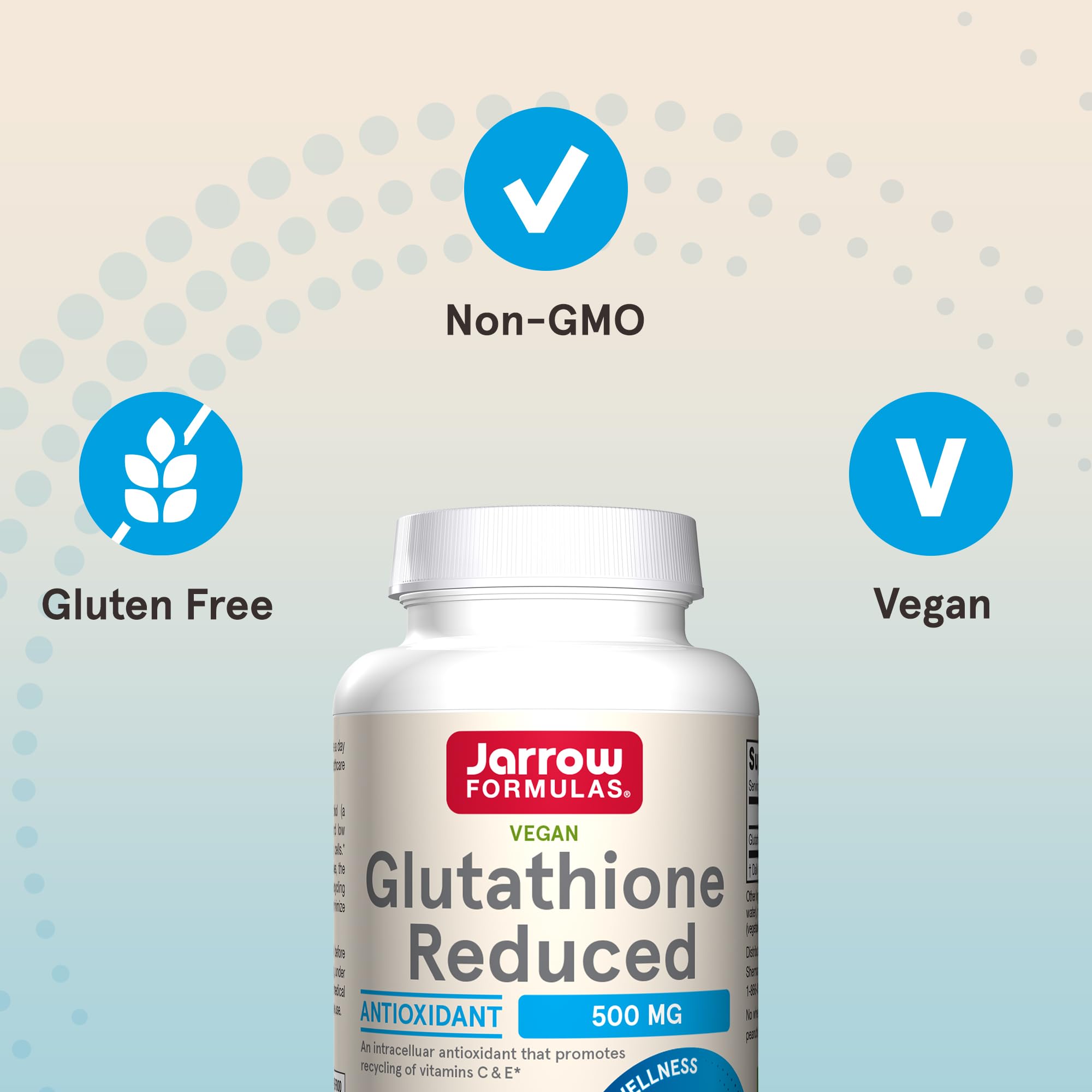 Close-up of a single Jarrow Formulas Glutathione Reduced capsule