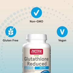 Close-up of a single Jarrow Formulas Glutathione Reduced capsule