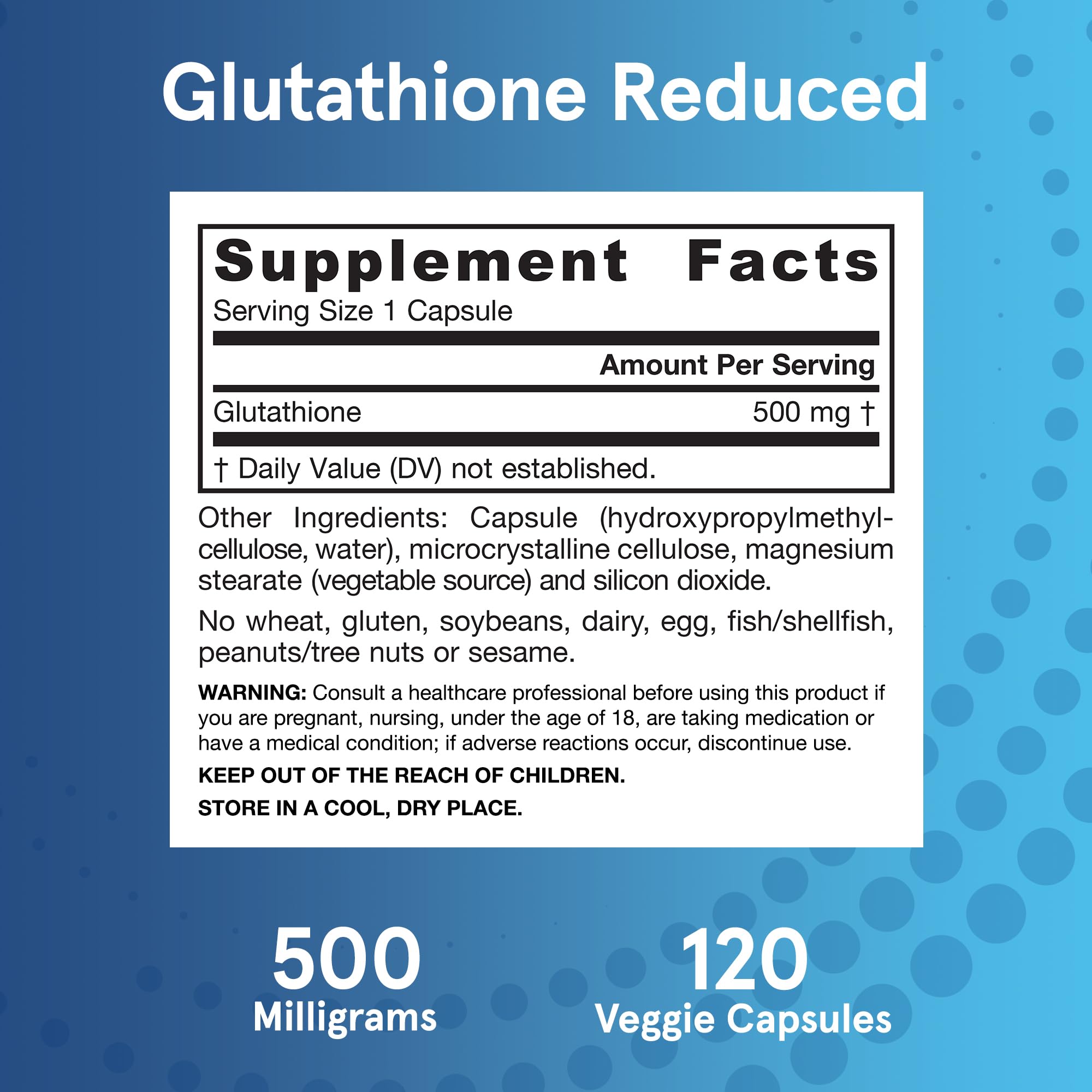 Vegan-friendly Glutathione Reduced capsules in a bottle