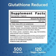 Vegan-friendly Glutathione Reduced capsules in a bottle