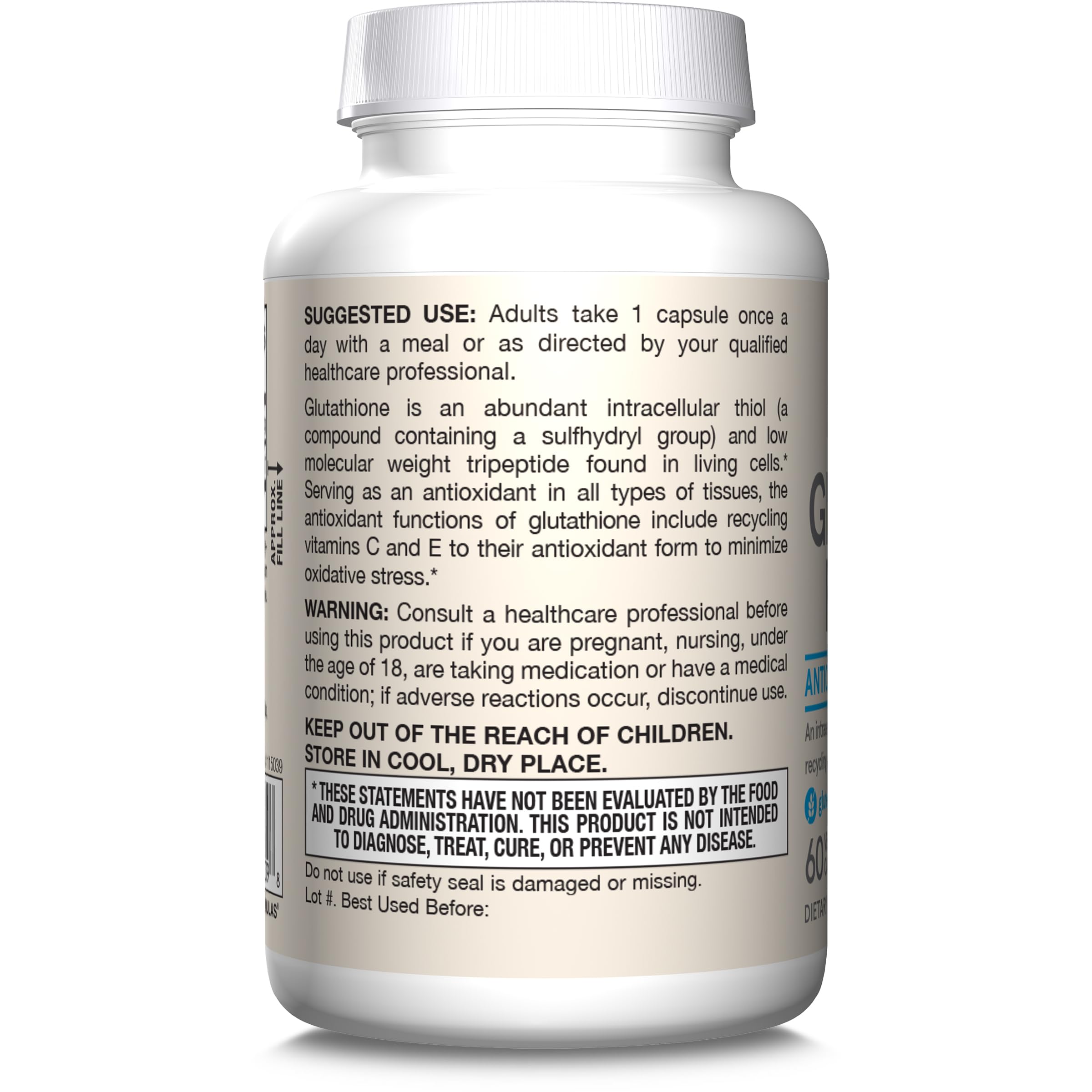 Jarrow Glutathione Reduced capsules close-up showing smooth veggie capsule texture