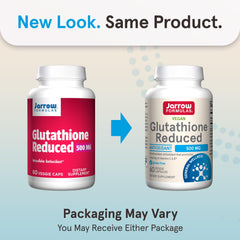 Glutathione Reduced capsules close-up highlighting vegan, gluten-free capsules.