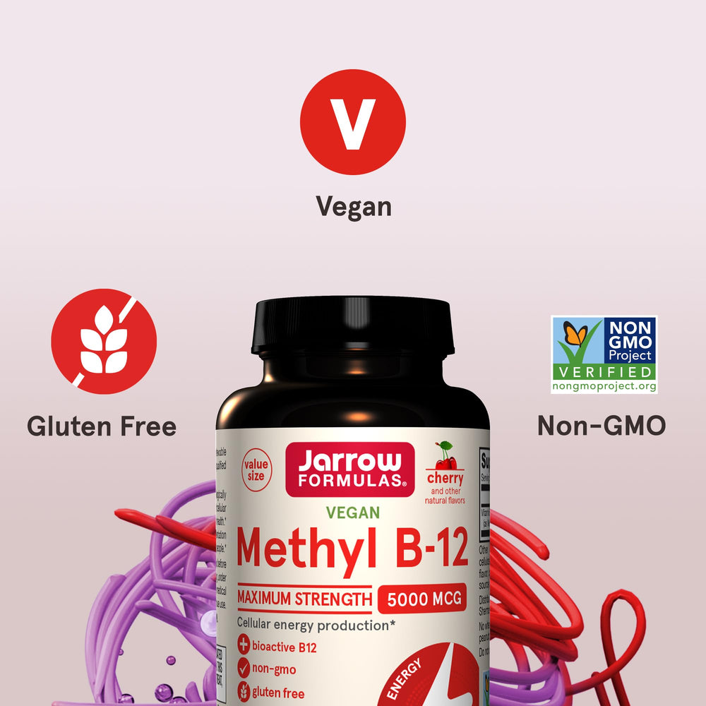 Gluten-free B12 tablet packaging by Jarrow Formulas