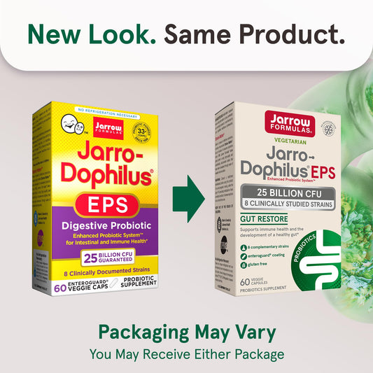 Close-up of Jarro-Dophilus EPS capsules highlighting vegetarian formula