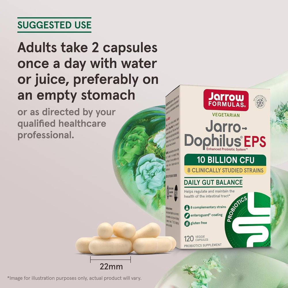 Label detail of Jarro-Dophilus EPS shows multi-strain probiotic blend.