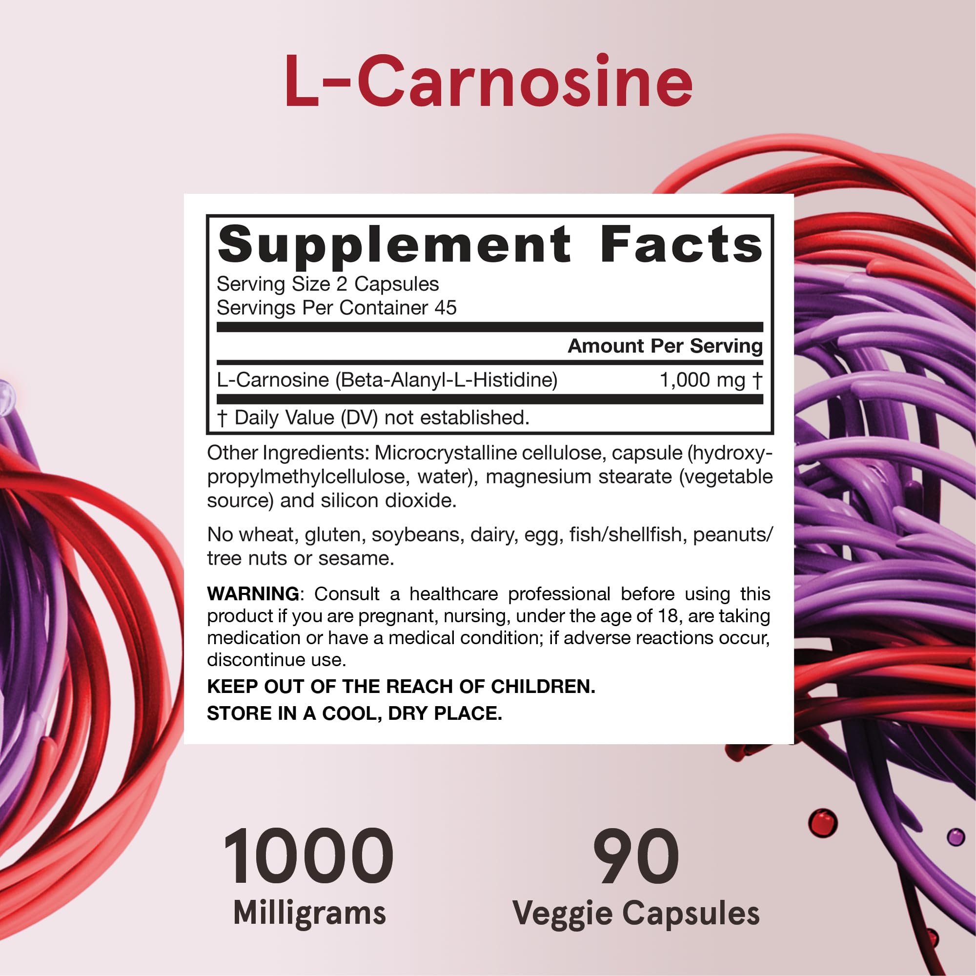 Jarrow Formulas L-Carnosine Dipeptide bottle on a clean desk
