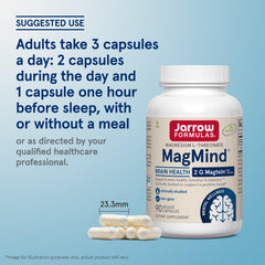 Jarrow Formulas MagMind bottle with 90 capsules signals a 30-day supply.