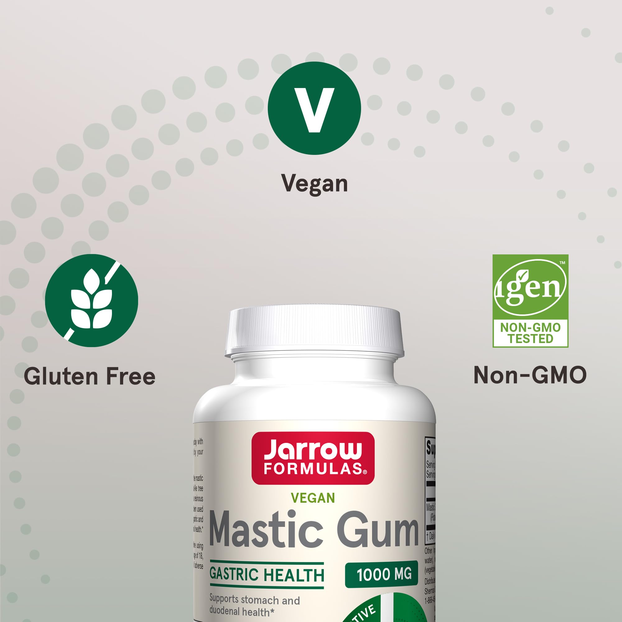 Jarrow Formulas bottle with cap open reveals veggie capsules suitable for vegans.