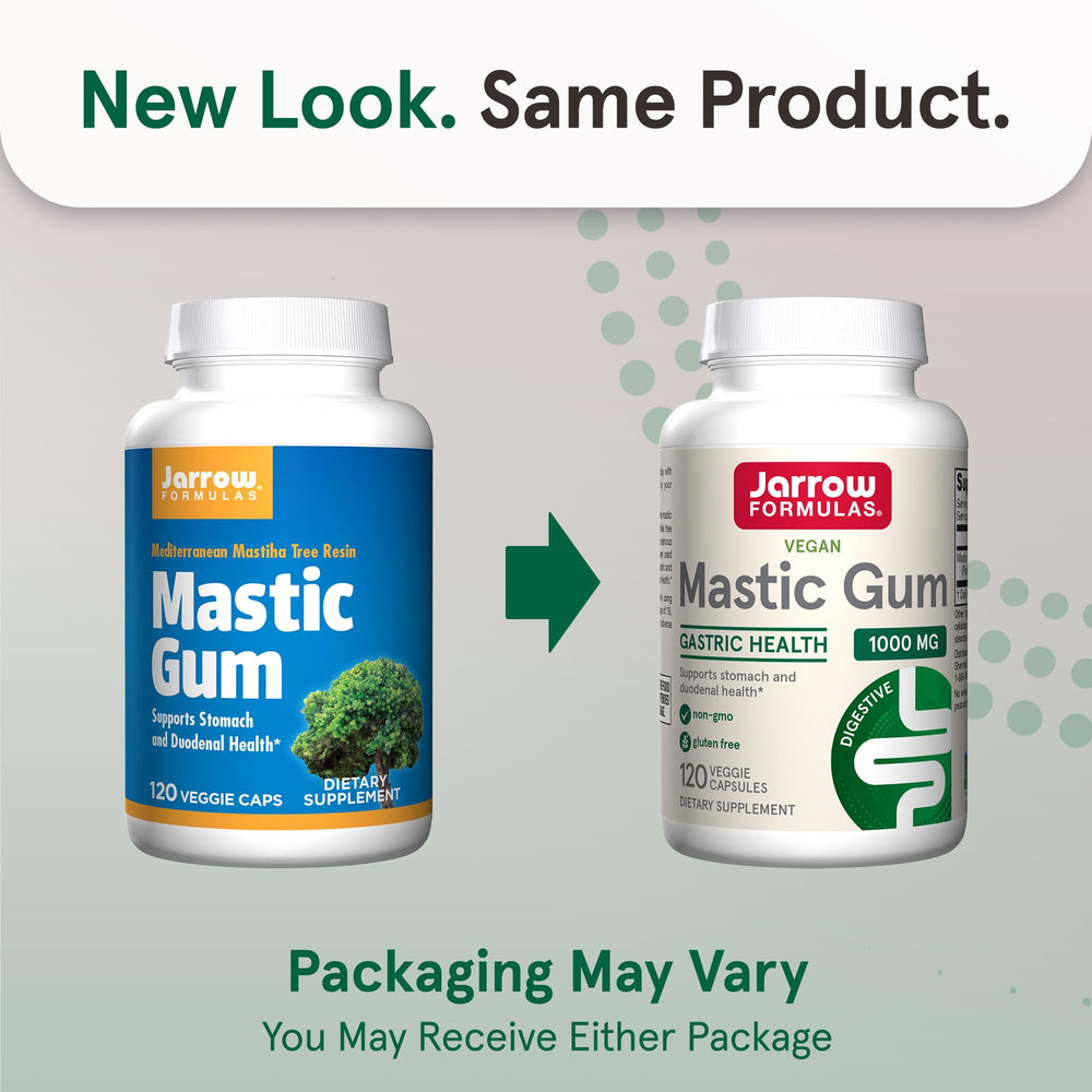 Jarrow Formulas Mastic Gum capsules dispensing image supporting stomach comfort