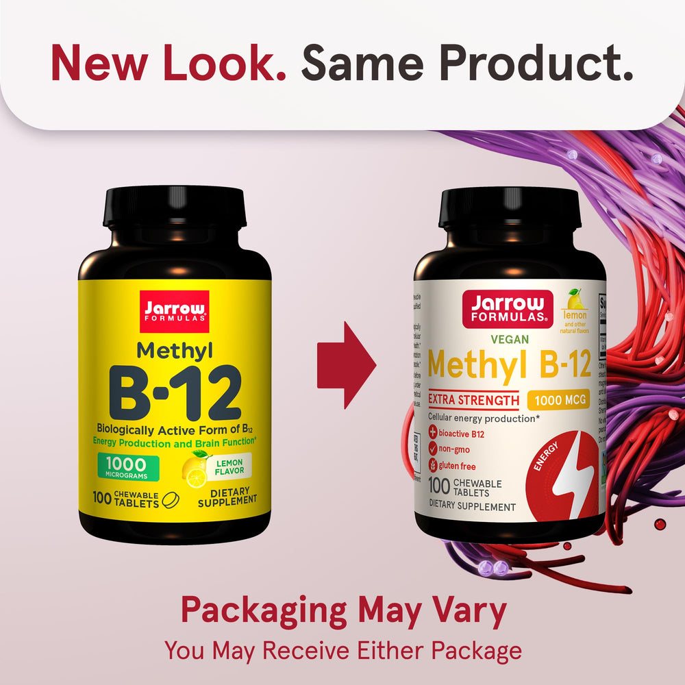 Jarrow Formulas Methyl B-12 lemon chewables close-up showing lemon flavor and easy intake.