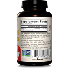 Jarrow Formulas lemon-flavored methyl B-12 tablets close-up accentuating flavor.