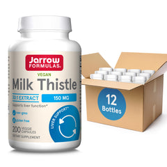 Jarrow Formulas Milk Thistle 150 mg 30-1 extract bottle showcases liver support.