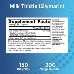 Jarrow Formulas Milk Thistle 200-count bottle communicates long-lasting supply.