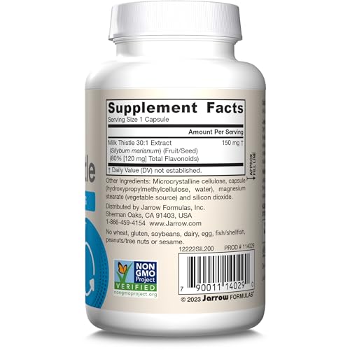 Jarrow Formulas Milk Thistle supports daily liver-friendly routines with consistent capsules.