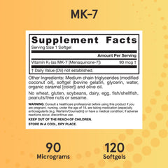 Front packaging of Jarrow Formulas MK-7 emphasizing allergen-friendly features.