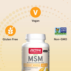 Jarrow Formulas MSM non-GMO, gluten-free capsules with no artificial flavors.