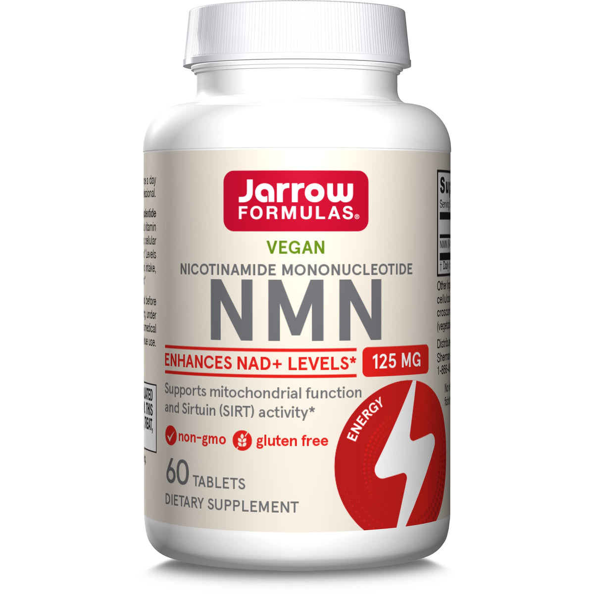 Jarrow Formulas NMN bottle front view, energy support