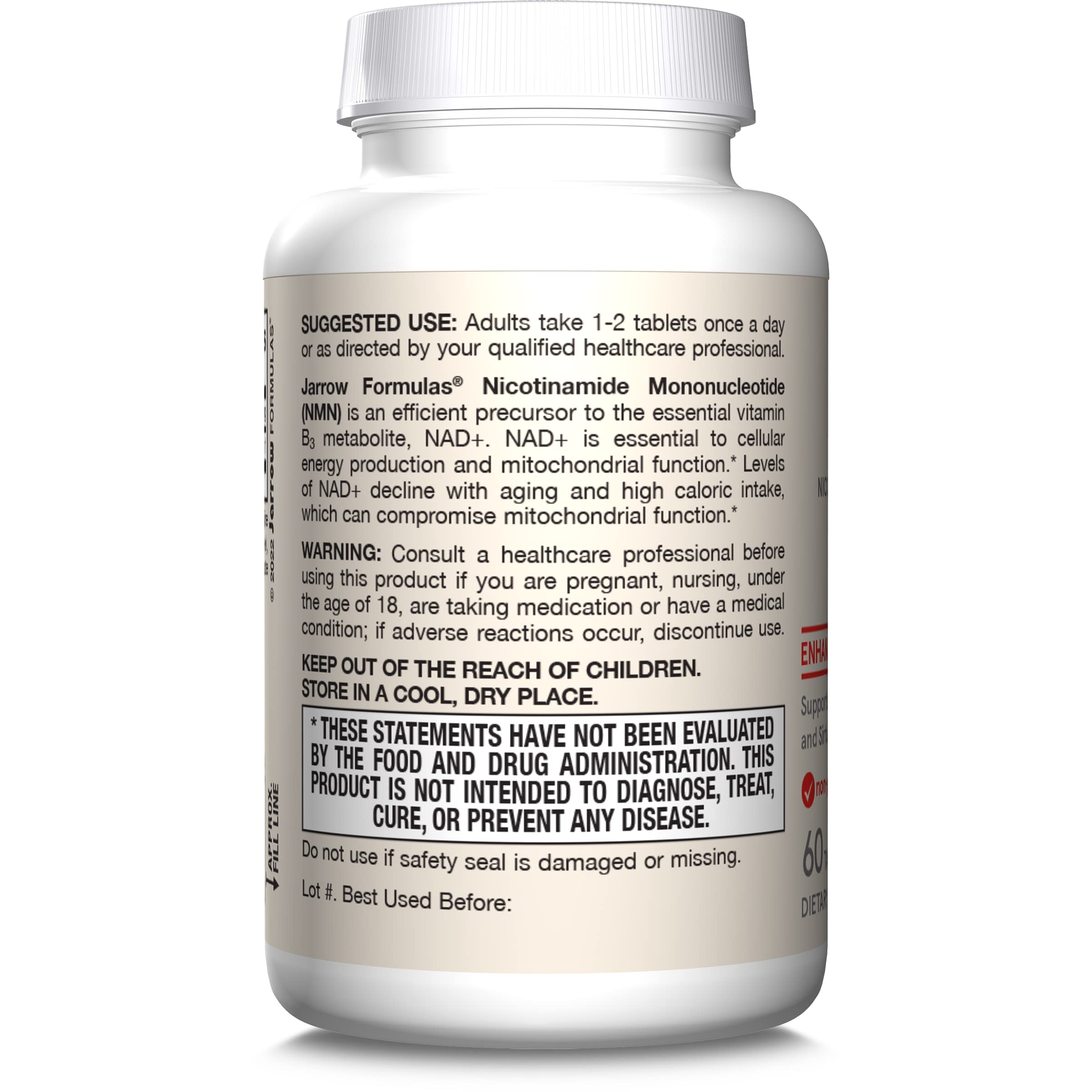 Vegan gluten free non GMO badge on NMN bottle