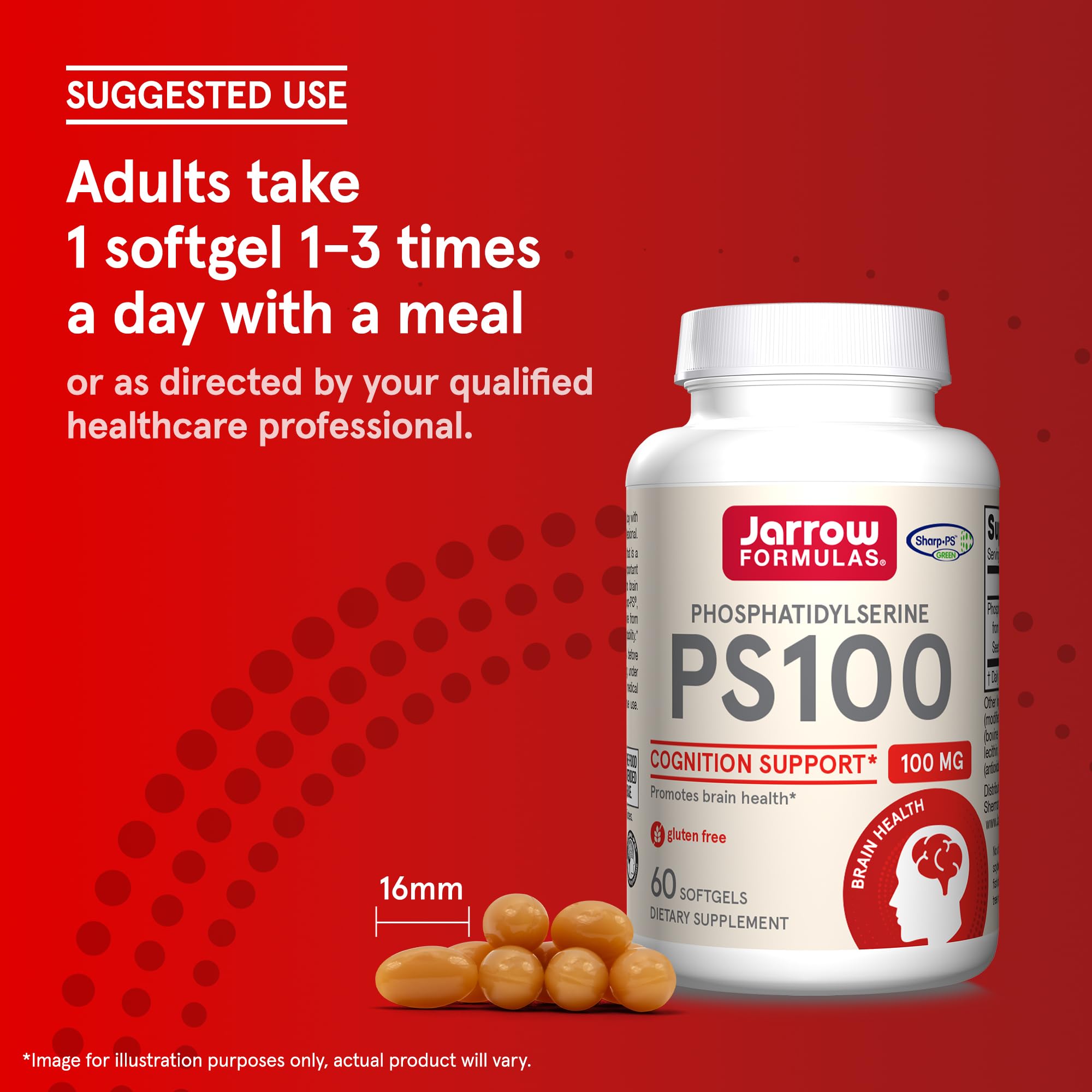 PS100 softgels being poured into a hand for easy daily intake