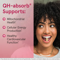 Jarrow Formulas QH-Absorb active ubiquinol ingredients label revealing energy support