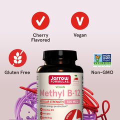 Jarrow Formulas Regular Strength Methyl B-12 100-count bottle.