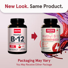 Jarrow Formulas Regular Strength Methyl B-12 cherry chewables, tasty energy boost.