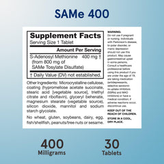 Jarrow Formulas SAMe 400mg 30-day supply pack for ongoing use.